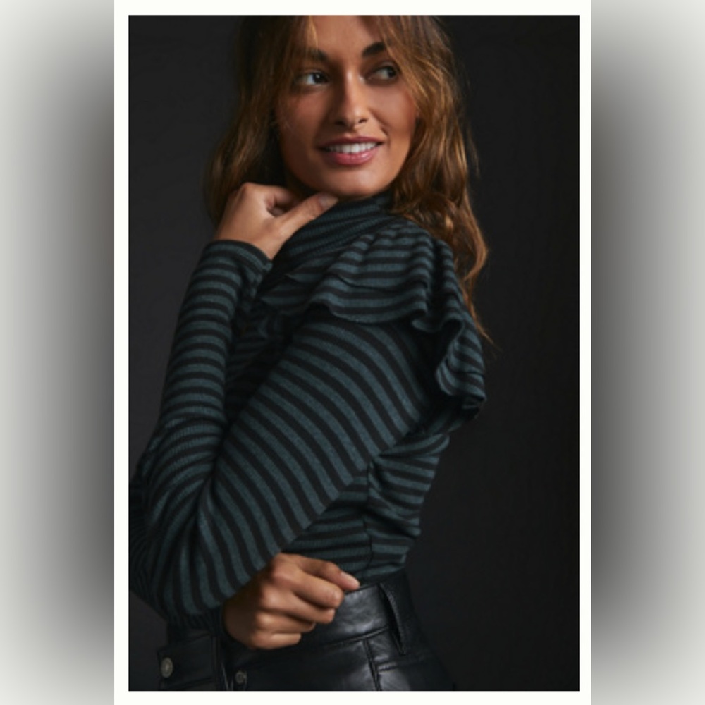 Anthropologie/T.La Ruffled Turtleneck Top